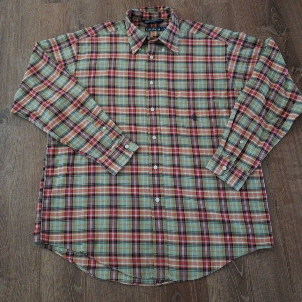 Nautica Flannel Long Sleeve Shirt Size Large